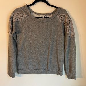 Grey Lace Detail Sweater Size S